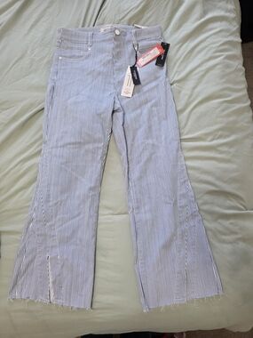 NWT Liverpool Los Angeles Gia Glider Crop Flare Jeans Twisted Seam Stripe 12/31